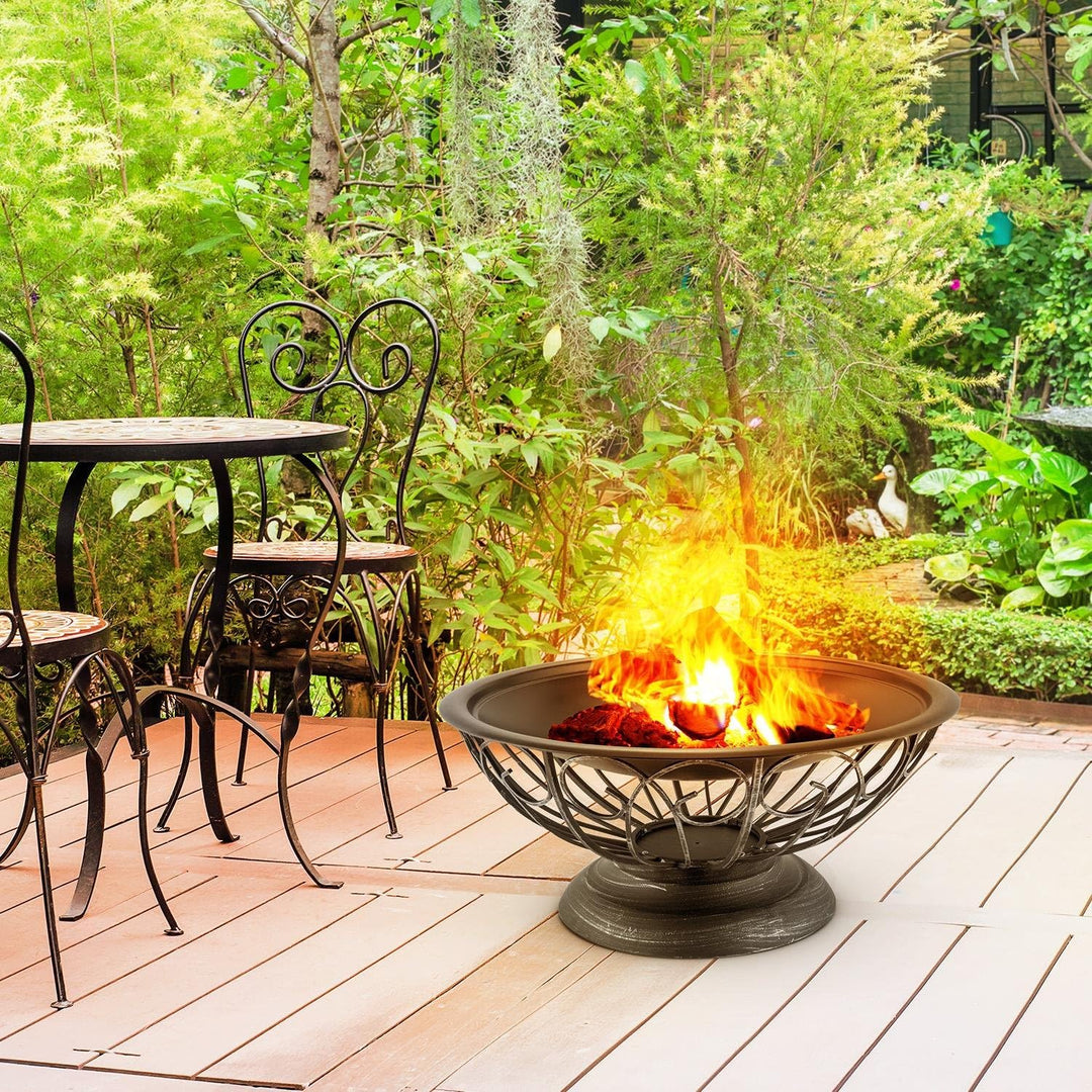 Blumfeldt 2-in-1 Feuerschale - Feuerkorb, Terassenofen, Gartengrill, Gitternetz für Funkenschutz, br