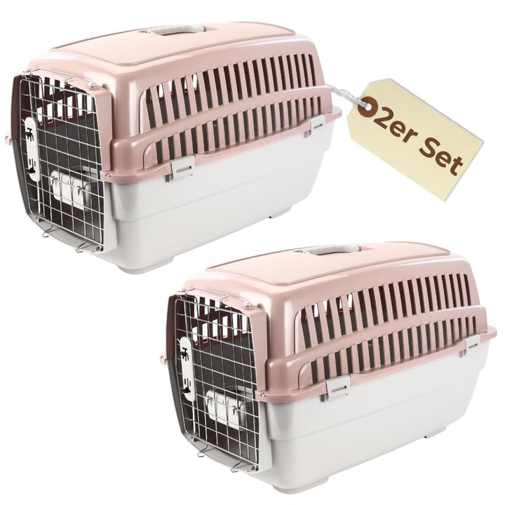 2er Set Transportbox IATA Flugbox Flugzeug Hundebox Hunde Transportbox Hund für 2 Tiertransportbox H