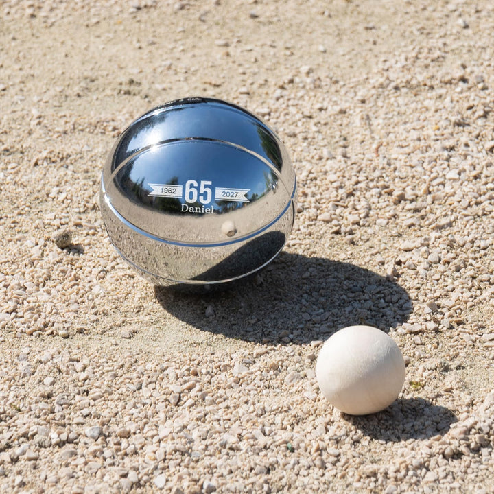 Wanapix|Pétanque-Kugeln | Geschenk| 3 Kugeln+Tasche |Namen Text Personalisieren Metall Flagge, Metal