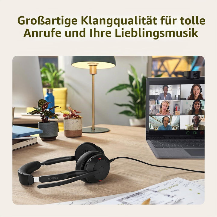 Jabra Evolve2 50 - Kabelgebundenes Stereo-Headset mit Jabra Air Comfort - Mikrofone mit aktiver Gerä