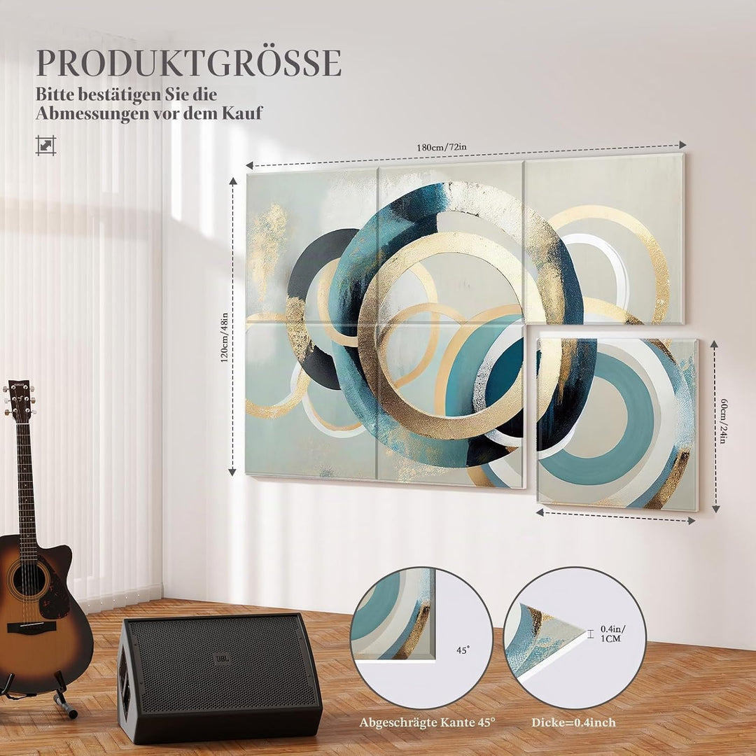 Kunst-Akustikplatten, 6 Stück, selbstklebend, grosse Wandkunst-Gemälde für Wanddekoration, schallabs