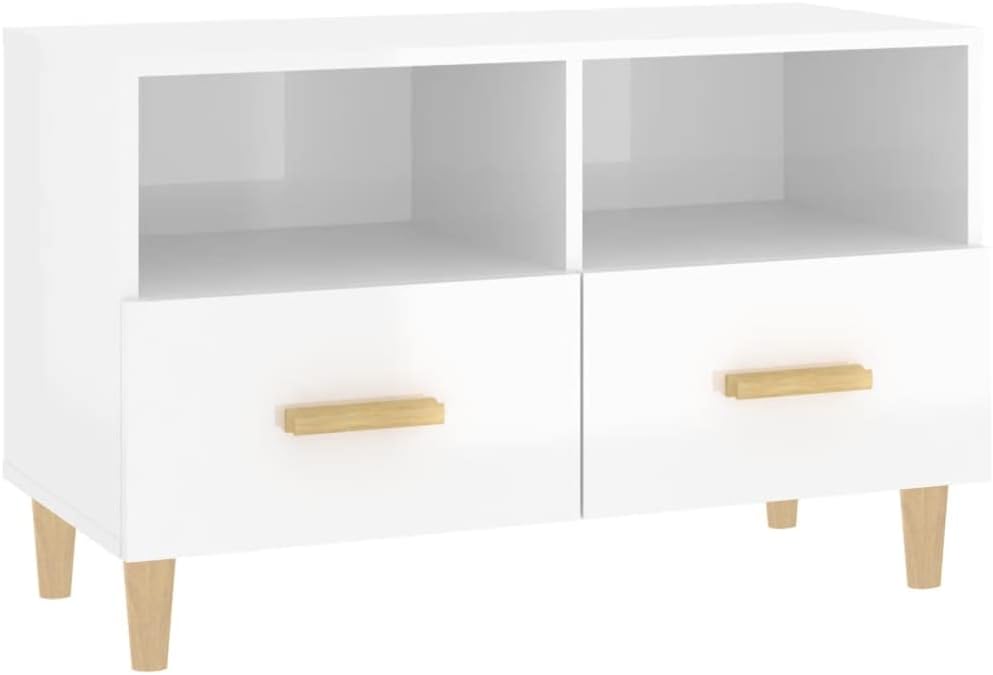 homiuse TV-Schrank TV Lowboard Hochglanz-Weiss 80x36x50 cm Holzwerkstoff TV Board Fernsehschrank Fer