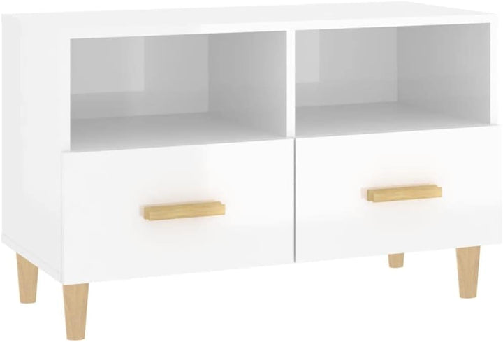homiuse TV-Schrank TV Lowboard Hochglanz-Weiss 80x36x50 cm Holzwerkstoff TV Board Fernsehschrank Fer