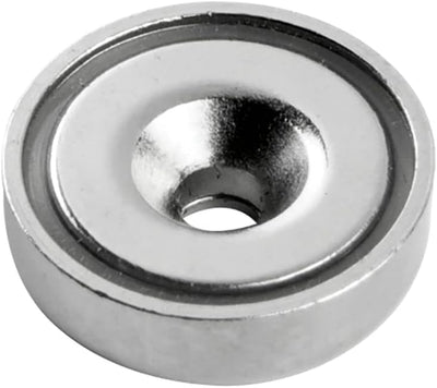 vasalat Topfmagnet mit Bohrung, Magnet mit Metallscheiben und Gummi-Kappen, Rundmagnet ø 25mm, Neody