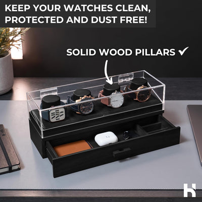 Holme & Hadfield Uhrenbox Herren Holz - Watch Box Uhrenaufbewahrung für Männer - Uhrenkasten Holz fü