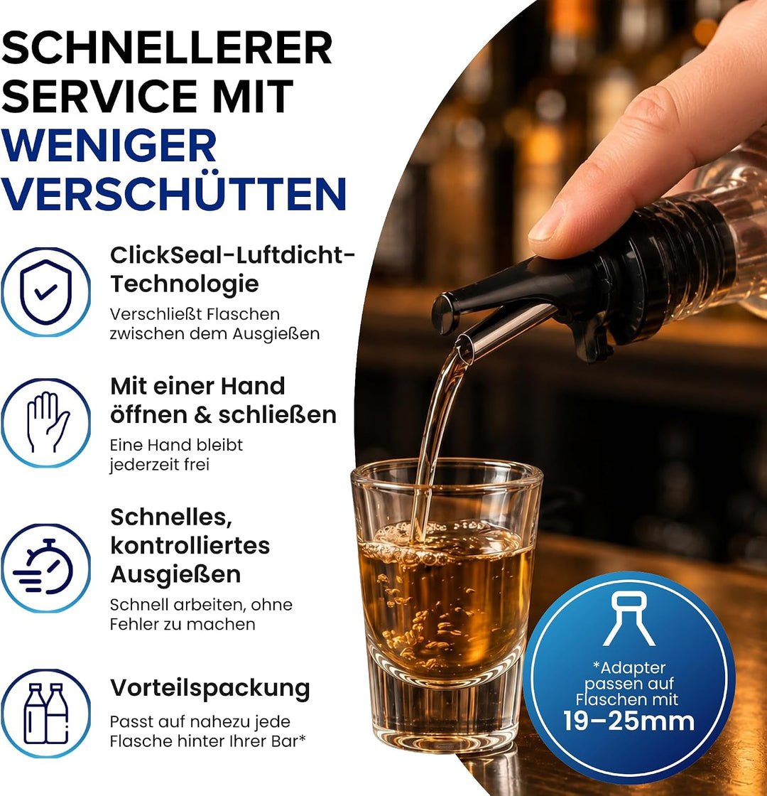 Ausgiesser Spirituosen - Patentierter Schnellausgiesser - Wein Ausgiesser - Mid-Stopp Ausgussverschl
