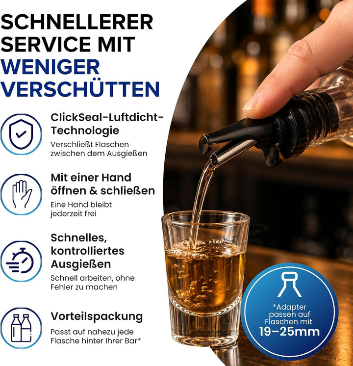 Ausgiesser Spirituosen - Patentierter Schnellausgiesser - Wein Ausgiesser - Mid-Stopp Ausgussverschl