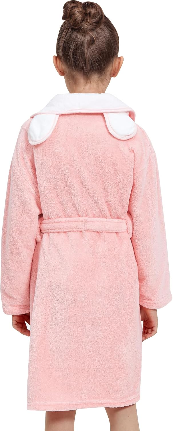 JiAmy Mädchen Bademäntel aus Coral Fleece Kuschelflanell Kuschelweiche Kinderhausmäntel Nachtwäsche