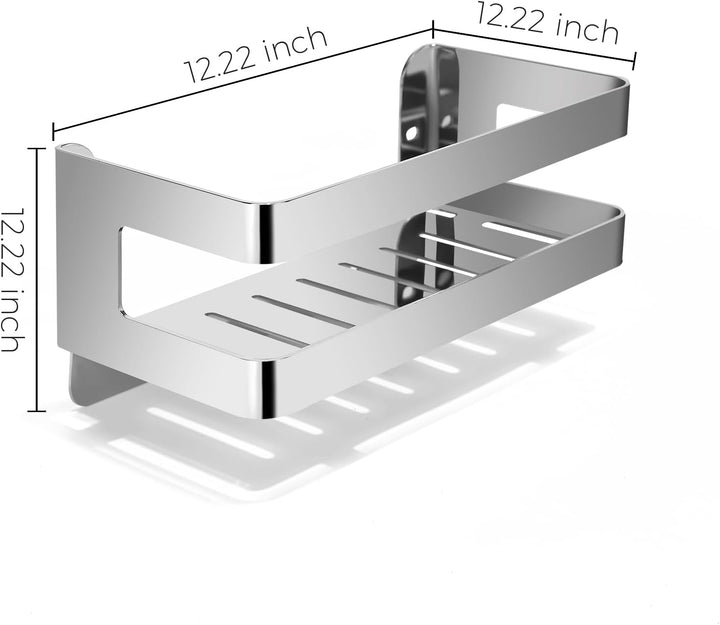 QL Duschregal,Badregale aus Edelstahl SUS304,Wand-Organizer für Bad und Küche,Duschkorb 20 cm,Chrom