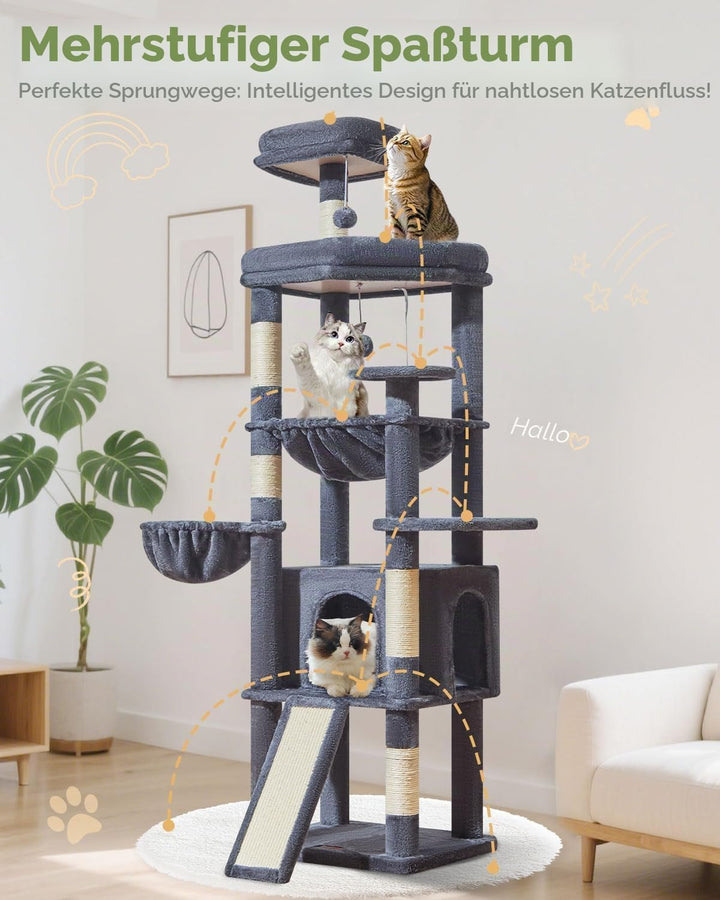 Taoqimiao 183CM Kratzbaum Gross XXL, Katzenbaum Kratzbaum Grosse Katzen Stabil Katzenkratzbaum mit K