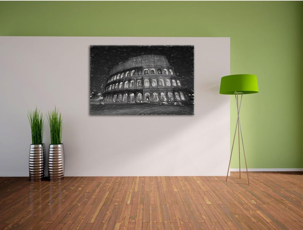 Pixxprint Kolosseum bei Nacht in Rom als Leinwandbild/Grösse: 100x70 cm/Wandbild/Kunstdruck/fertig b
