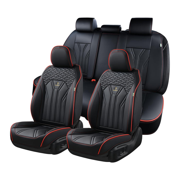 FLORICH Autositzbezüge Leder, Vorder- und Rücksitzbezüge, 5 Stück, komplettes Set, universell passen