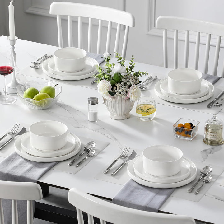 MALACASA Serie LEAH, Weiss | Set 12 Teile 4 Pers Weiss 12-teilig, 4 Personen, Weiss 12-teilig, 4 Per