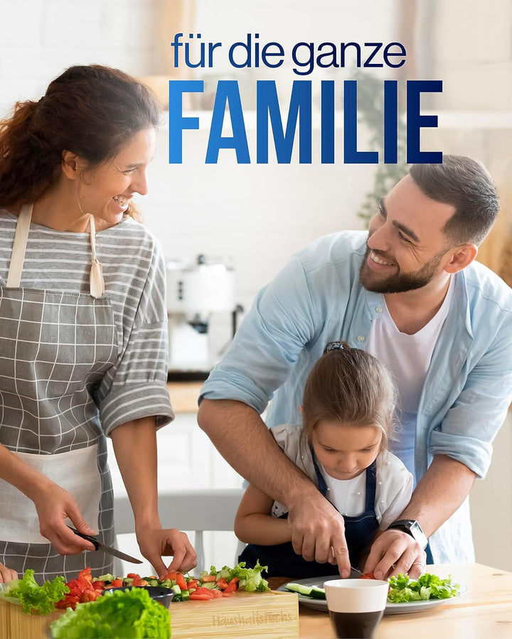 HaushaltsFuchs® Premium 100% FSC® Bambus Schneidebrett mit grosser Auffangschale inkl. Handyhalterun