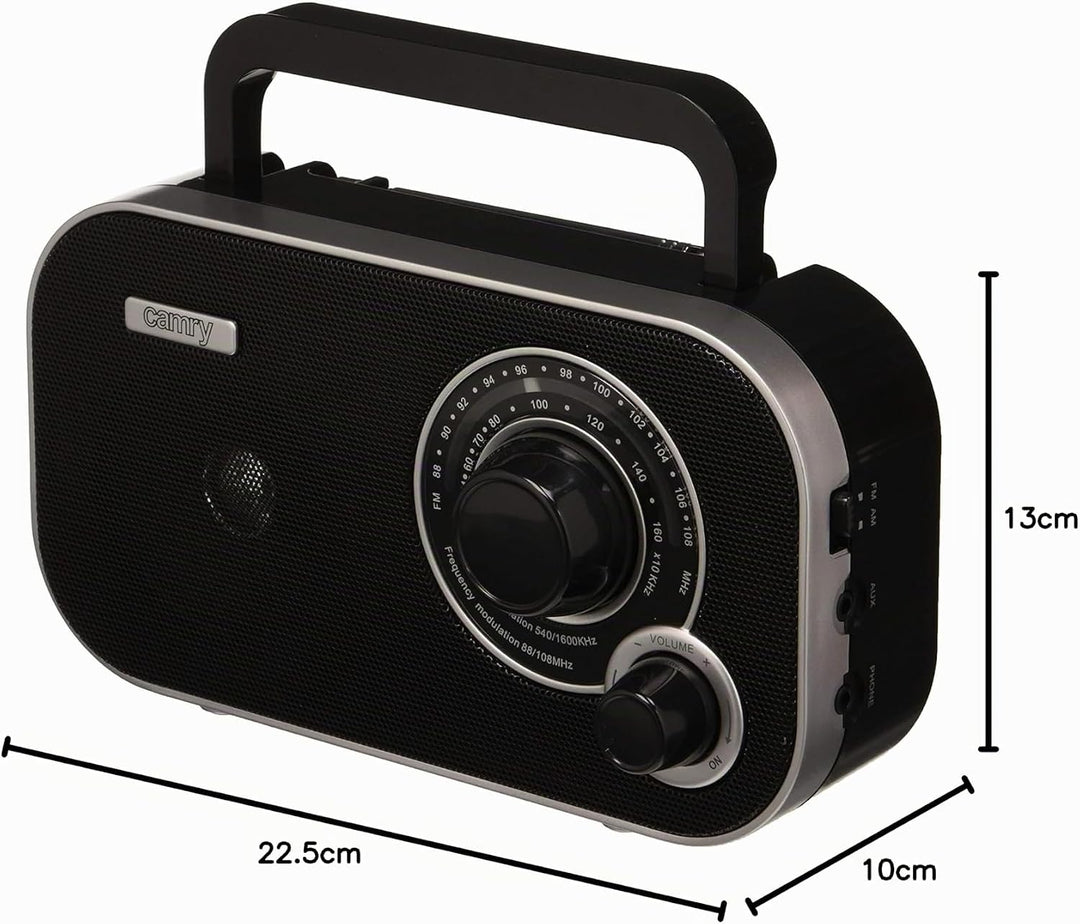 Tragbares Stereo Radio mit AUX IN und Kopfhöreranschluss Küchenradio (Schwarz), Schwarz