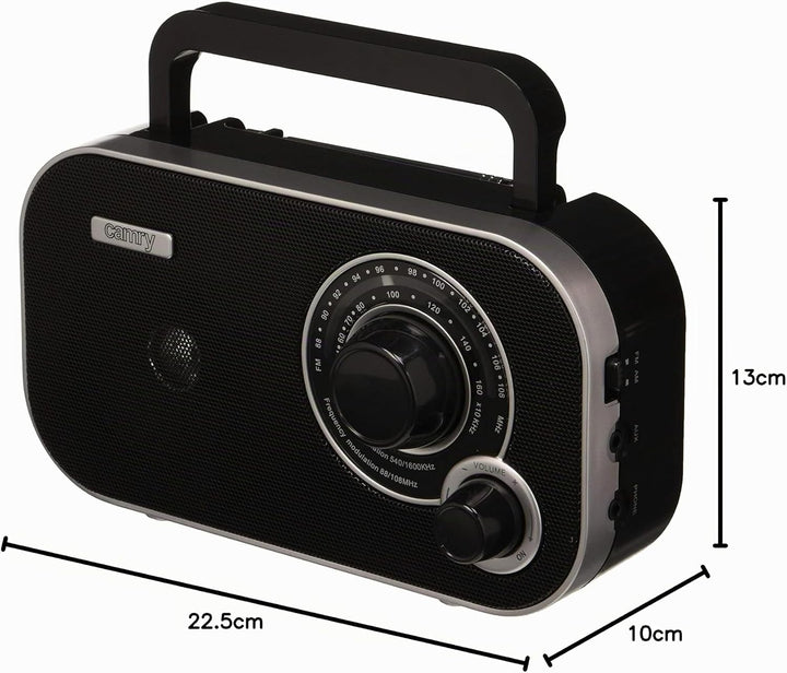 Tragbares Stereo Radio mit AUX IN und Kopfhöreranschluss Küchenradio (Schwarz), Schwarz
