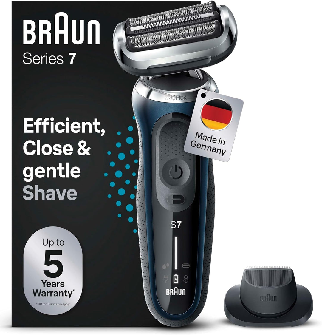 Braun Series 7 Rasierer Herren mit EasyClick Aufsatz, Elektrorasierer & Präzisionstrimmer, 360° Flex