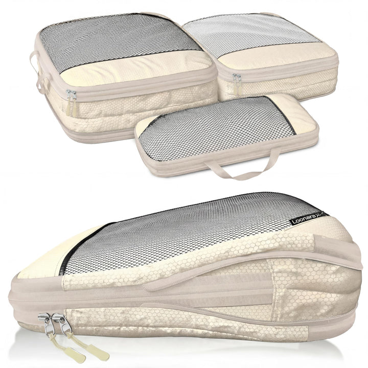 Packing Cubes Set für Koffer und Rucksack [3-teilig] mit Wäschebeutel - mehr Platz im Koffer oder Ba