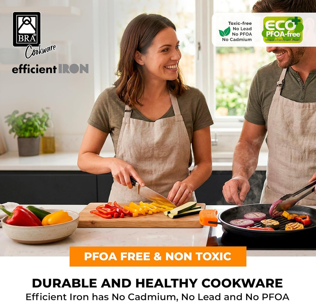 BRA A441633 Effektives Runder Grillrost mit Streifen, hergestellt aus Eisen Fu, Gusseisen, Schwarz,