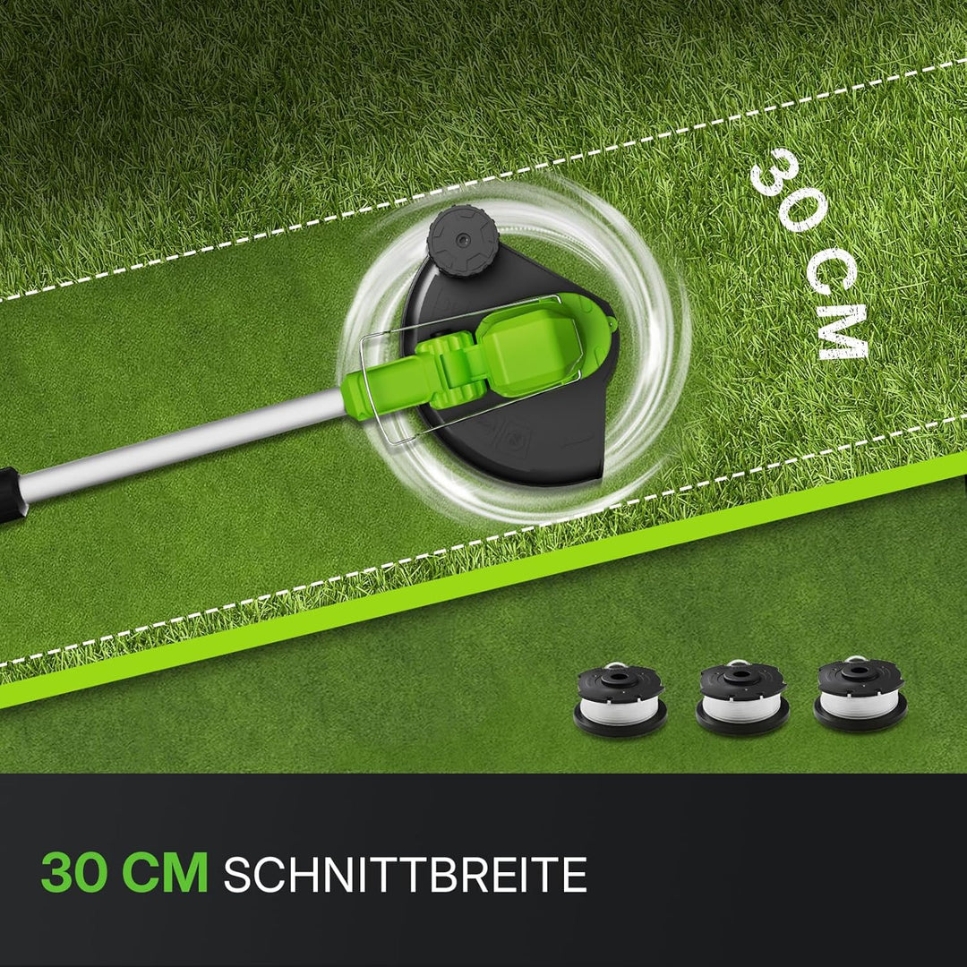 WORKIT 20V Akku Rasentrimmer mit Akku und Ladegerät, 2-in-1 Freischneider Akku, Bürstenloser Motor,