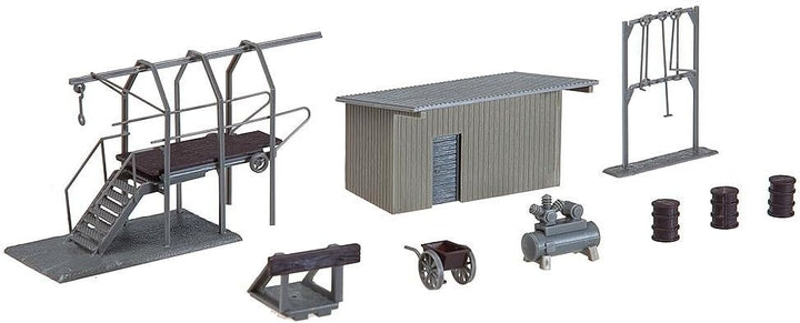 FALLER 120139 - Kompressorhaus, Rohrblasgerüst, Schürhakengestell