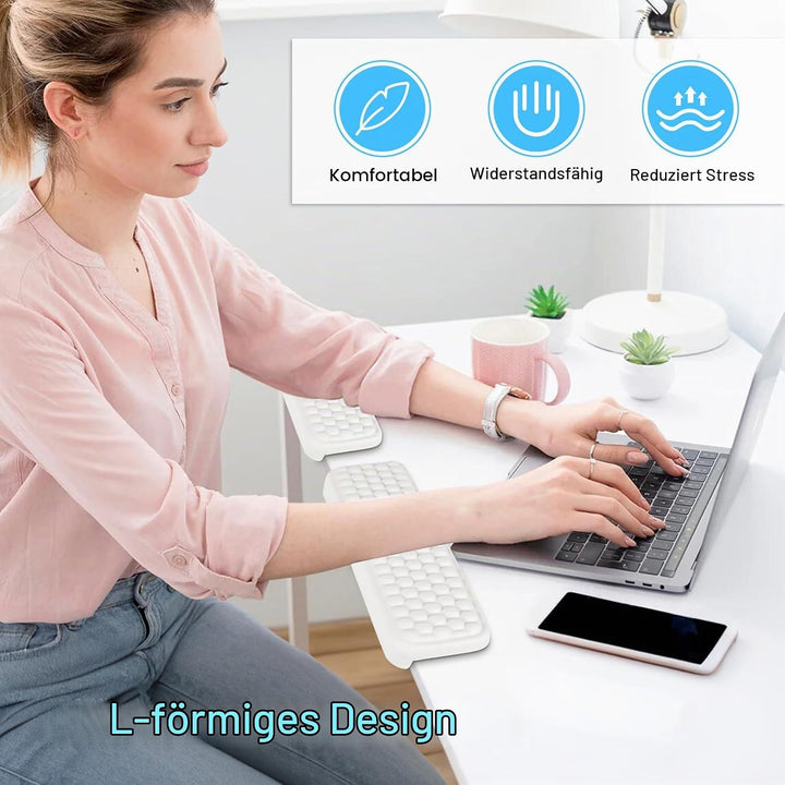 2 Stück L-Förmige Ergonomische Handgelenk Ellenbogenkissen, 30x10cm Memoryfoam Schreibtisch Handball