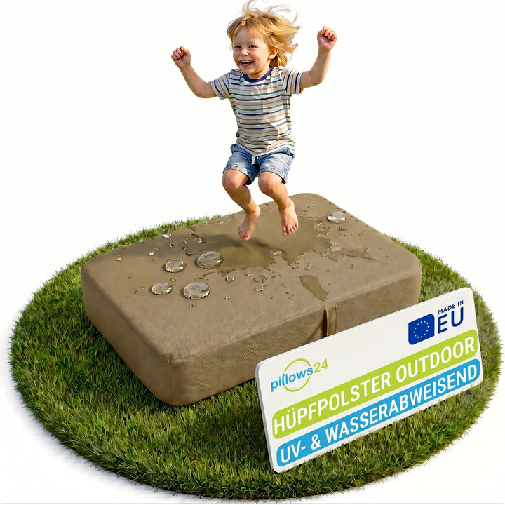 Outdoor Hüpfpolster für Kinder | Hüpfkissen 70x110x17cm mit wasserabweisendem &amp; UV-beständigem Bezug