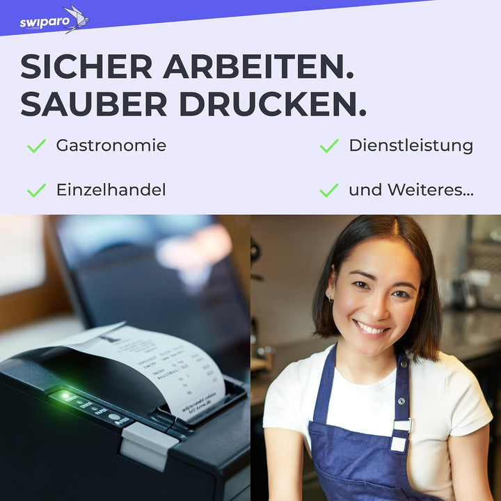 SWIPARO - Thermorollen 80mm x 80m x 12mm - Kassenrollen - Bonrollen zertifiziert für Registrierkasse