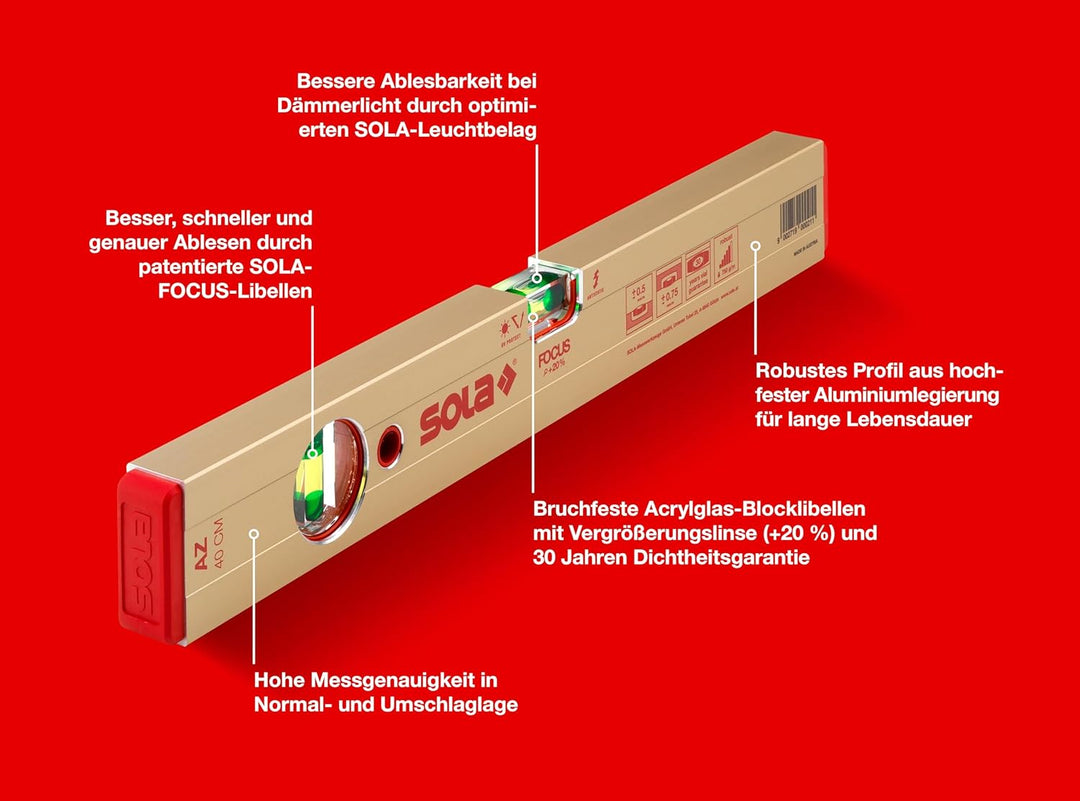 SOLA Wasserwaage AZ 40 L.40cm Aluminium 1160501 400 mm, 400 mm