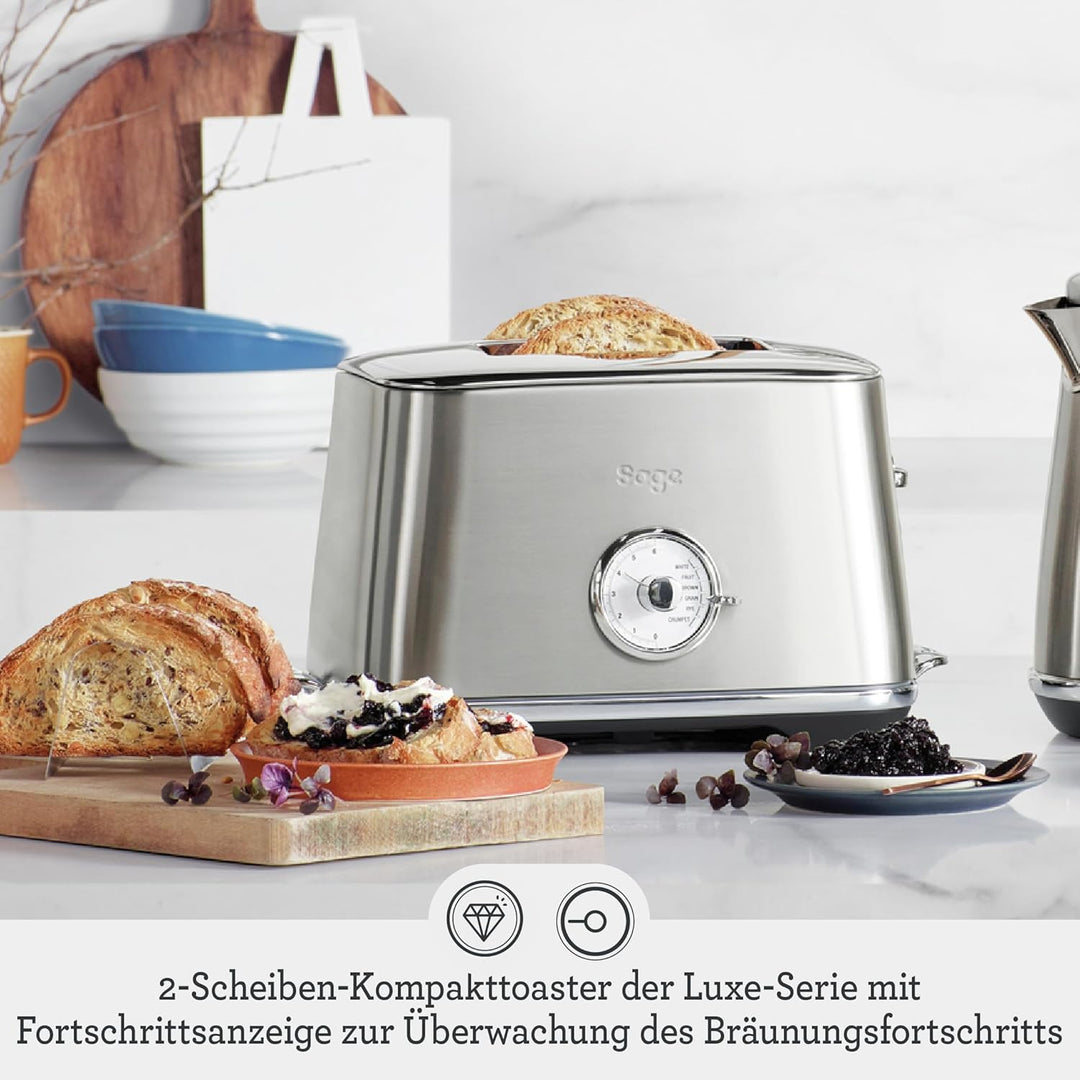 Sage - Toast Select Luxe - 2-Scheiben-Toaster mit LED-Countdown-Anzeige - Mit Liftfunktion, 6 Einste