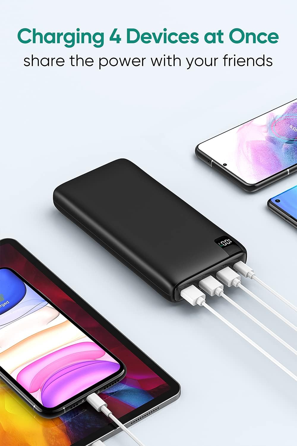 A ADDTOP Powerbank 26800mAh, externer Akku mit 22,5W Power Delivery, Tragbares Ladegerät mit 4 Ports