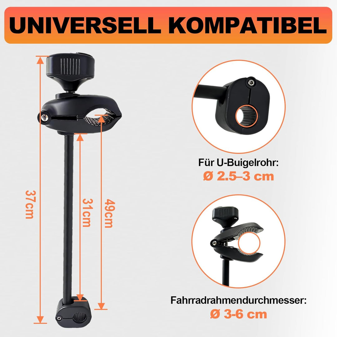 TEOV Rahmenhalter für Fahrradträge 49 cm, Abschliessbare Rahmenhalterung, für U-Förmiger Rahmen Ø 2,