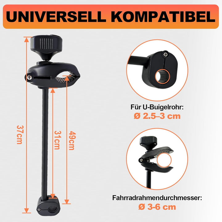 TEOV Rahmenhalter für Fahrradträge 49 cm, Abschliessbare Rahmenhalterung, für U-Förmiger Rahmen Ø 2,