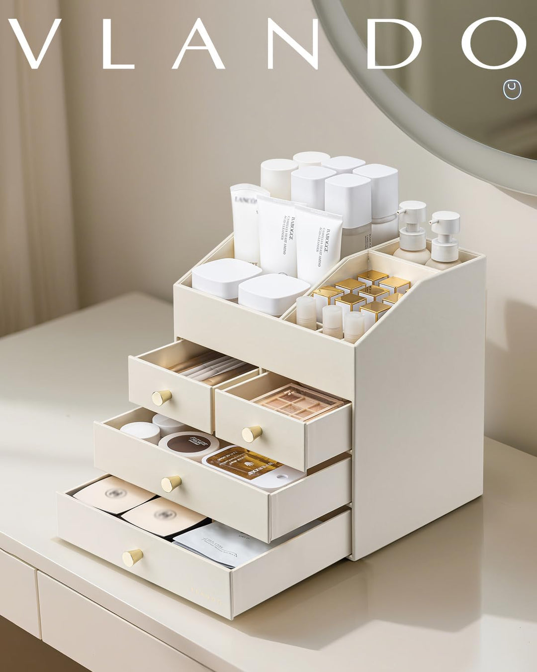 Vlando Make up Organizer mit 4 Schubladen, Schminktisch Organizer, Kosmetik Organizer, Schmink Organ