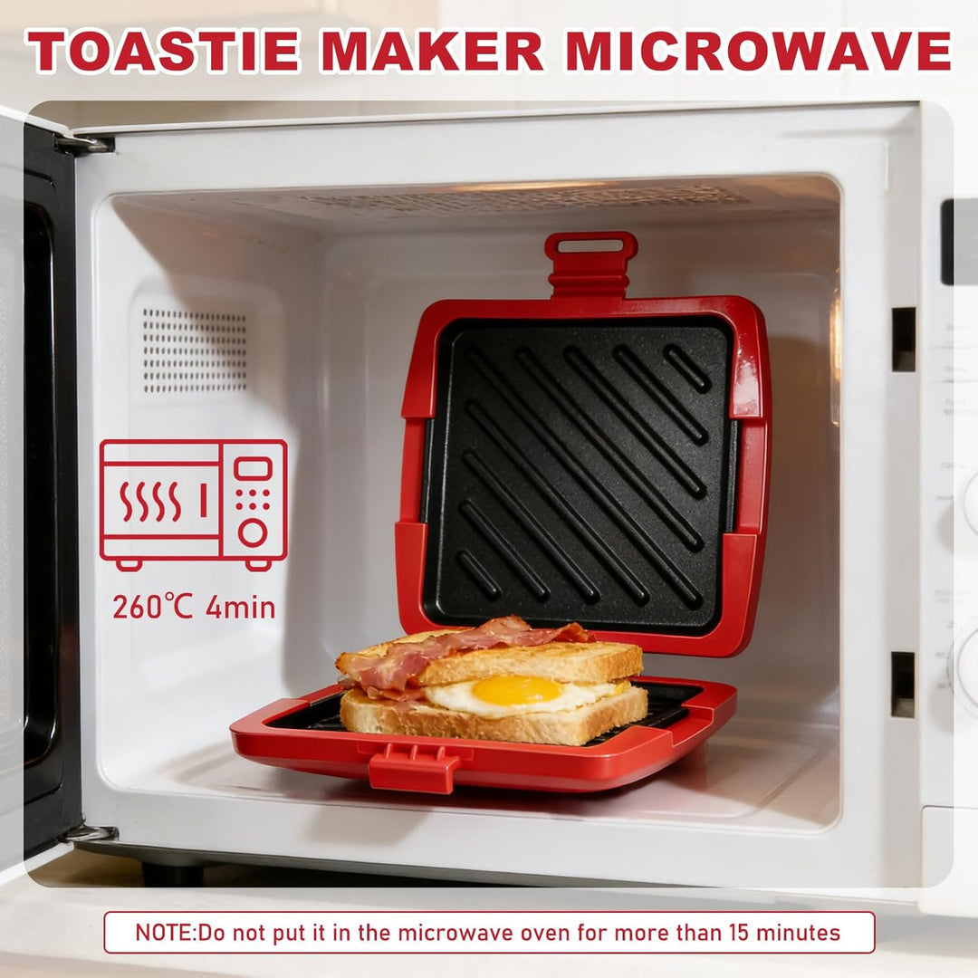 Sandwichmaker Mikrowellen, Silikon Sandwichtoaster 16 x 16 cm, Kontaktgrill Abnehmbare Platten und S