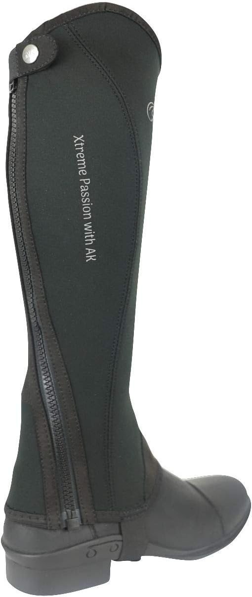 AK Neopren Curved Zip Reiten Halbchaps AKRS-1828 14/XXS Schwarz/Grau, 14/XXS Schwarz Grau