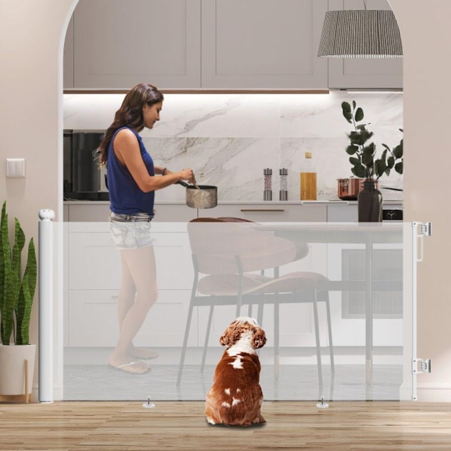 S&D Baby Barriere, 250 cm breit, einziehbares Treppenschutzgitter für Haustiere, Hunde, Katzen, extr