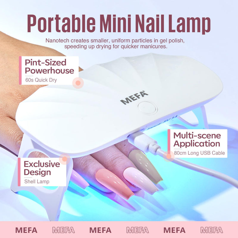 MEFA Shellac Set Starterset mit Lampe 6W,12 Farben UV Nagellack Set Gelnägel Starterset Weiss Rosa N