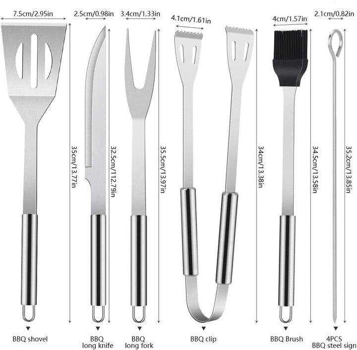 Grillbesteck BBQ Grillzubehör, 9 PCS Grill Werkzeugset Edelstahl Barbecue-Utensilien, BBQ Grillen Ko
