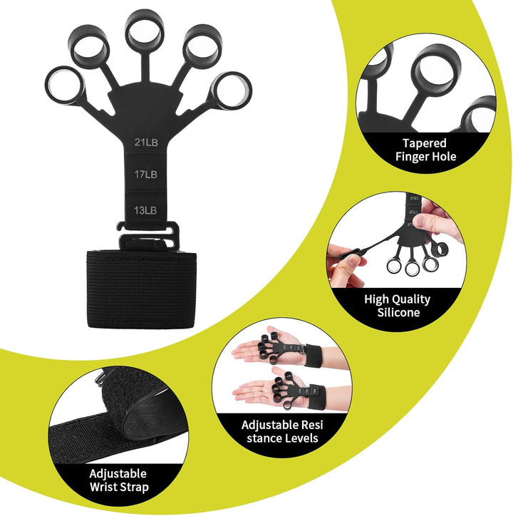7 PCS Griffkraft Trainer Set, 2 verstellbare Handtrainer Unterarm trainer, 1 Aufbewahrungstasche, Fi