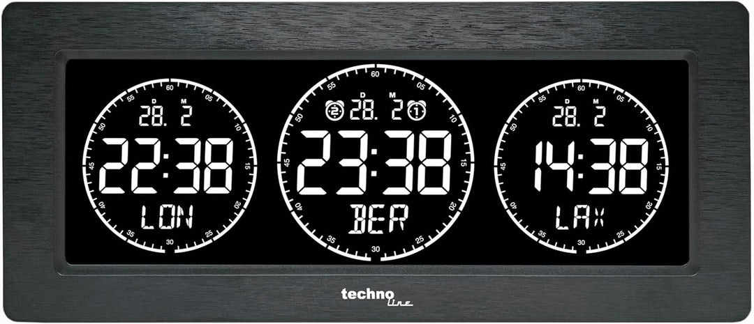 Technoline Digitale Weltzeituhr, 3 Zeitanzeigen, frei programmierbar (lassen Sie sich Ihren Wohnort
