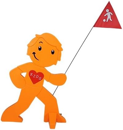 StreetBuddy - Warnfigur mit Fahne, reflektierender Warnaufsteller für Kindersicherheit - Achtung lan