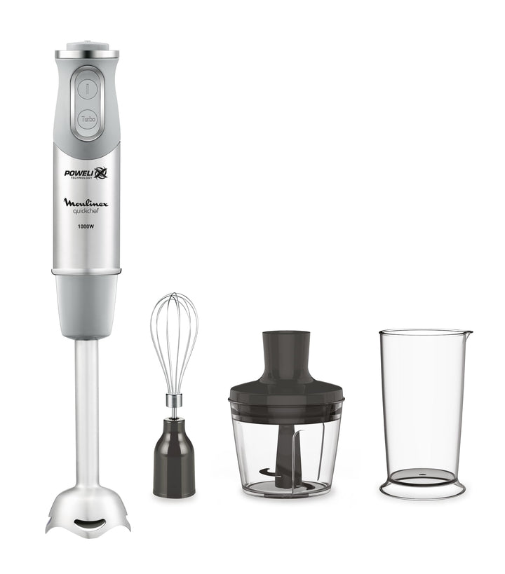 Moulinex Quick chef Quickchef – Stabmixer mit 3 Zubehör, Edelstahl, 10 Geschwindigkeiten, 1000 W 3 a