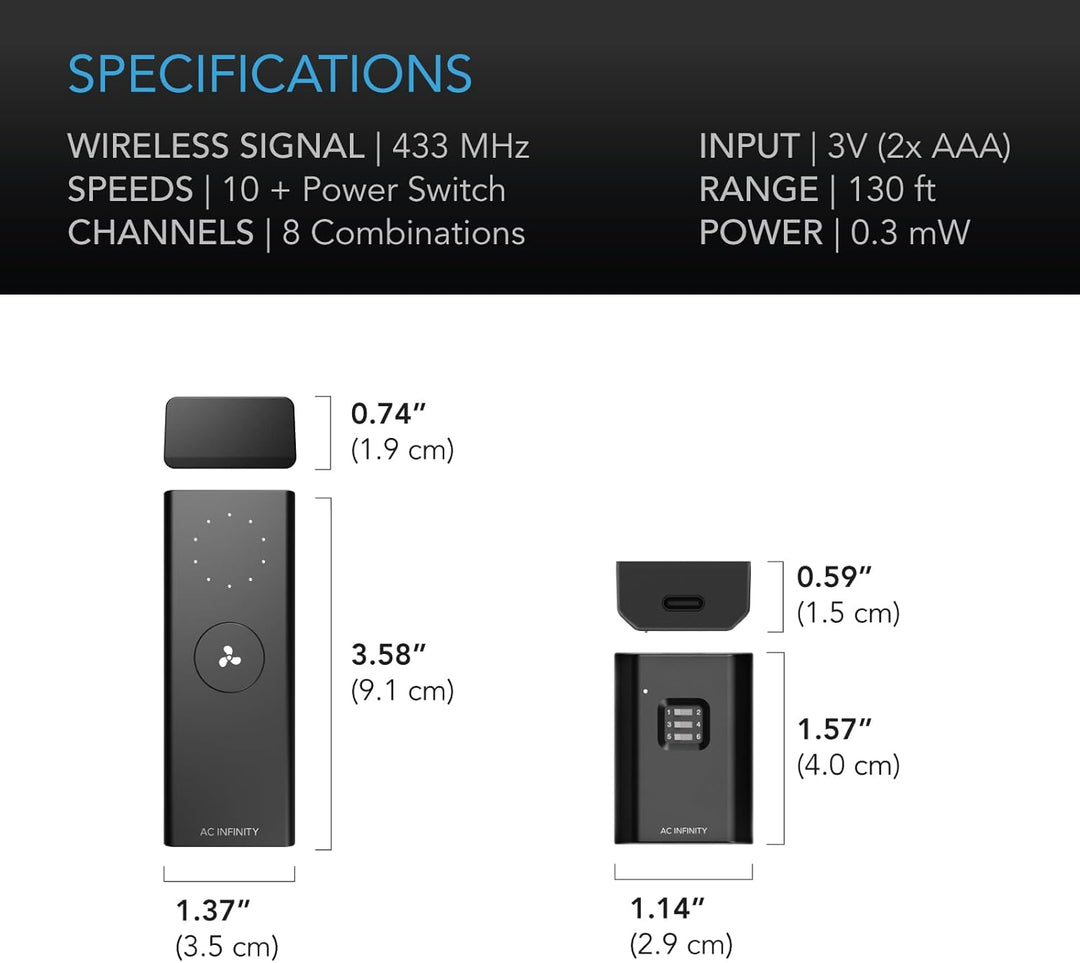 AC Infinity Controller 63 – Kabelloser Lüftercontroller mit 10 Drehzahlstufen für CLOUDLINE, AIRLIFT