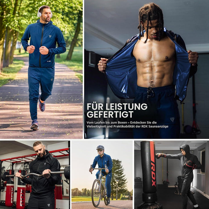 RDX Schwitzanzug Zum Abnehmen, Saunaanzug REACH Konform, Kapuzen Anzug Sauna Suit Sweatanzug Sportan