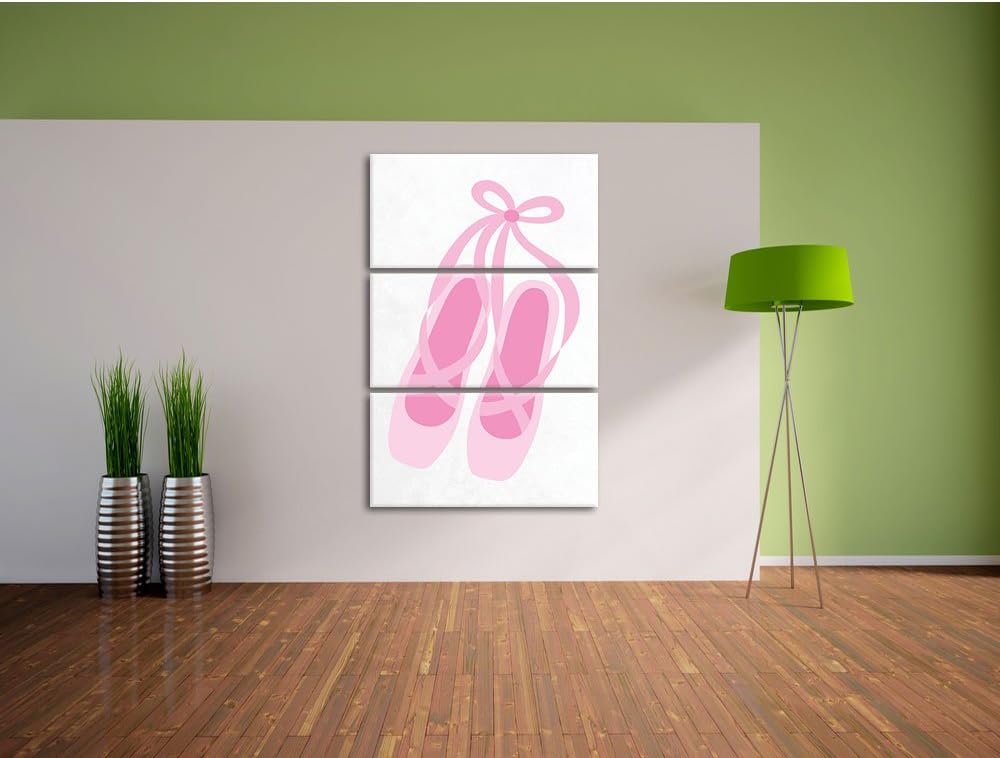 Pixxprint Hübsche Ballerina Schuhe als Leinwandbild/Grösse: 3 Teilig (120x80) cm/Wandbild/Kunstdruck