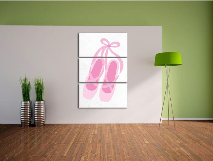 Pixxprint Hübsche Ballerina Schuhe als Leinwandbild/Grösse: 3 Teilig (120x80) cm/Wandbild/Kunstdruck