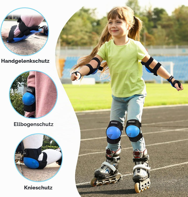 BOSONER Knieschoner Kinder Schoner Inliner Protektoren 6er Set Schützer Inliner Inline Skates Knie U
