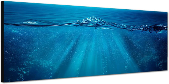 Paul Sinus Art Panoramabild auf Leinwand und Keilrahmen 120x40cm Meer Welle Unterwasser Hintergrund