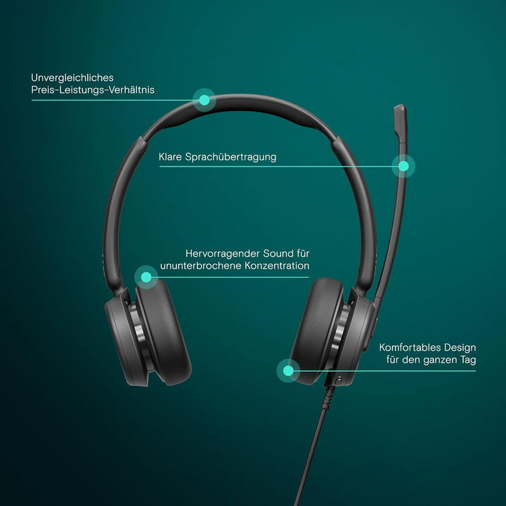 EPOS Impact 460T - Doppelseitiges On Ear USB C & USB A kabelgebundenes Headset mit dualem Noise-Canc